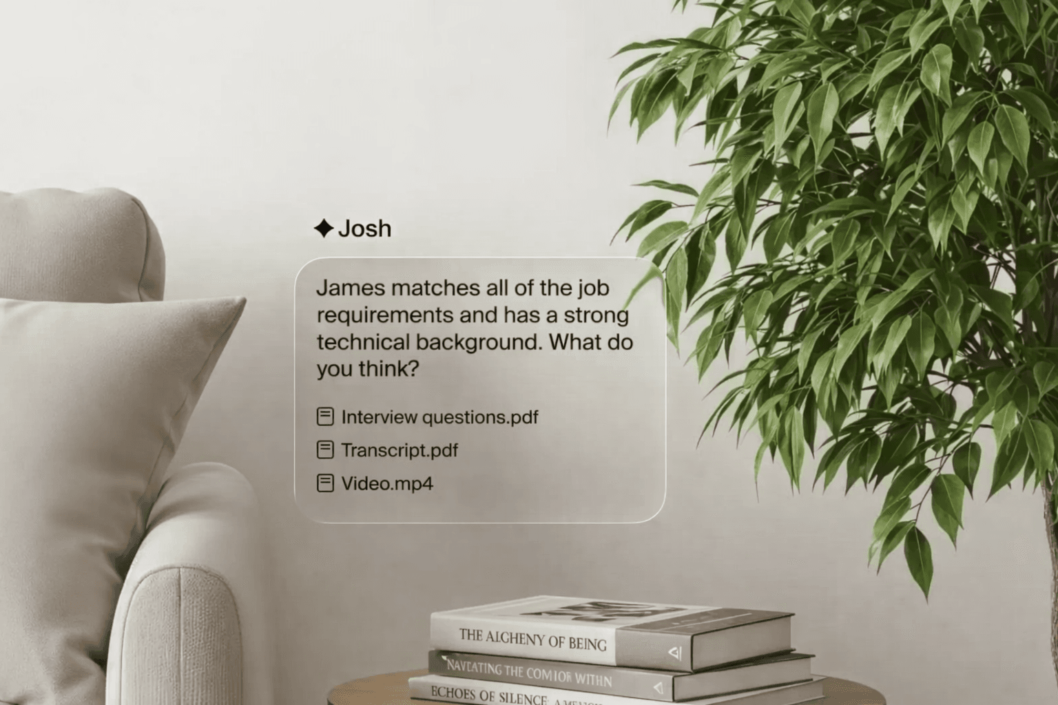 Josh AI messaging interface showing automated candidate communication